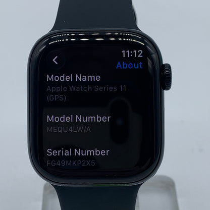 GPS Only Apple Watch Series 11 42MM Black Aluminum Black Sport Band MEQU4LW/A