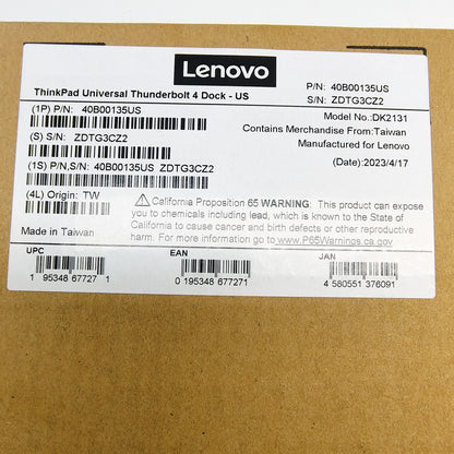 New Lenovo ThinkPad Universal Thunderbolt 4 Computer Docking Station DK2131