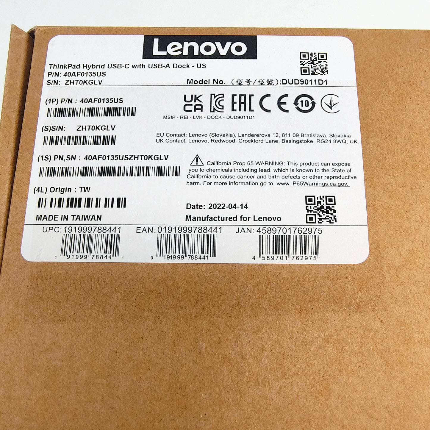 New Open Box Lenovo ThinkPad Hybrid USB-C with USB-A  Computer Dock Accessory DUD9011D1